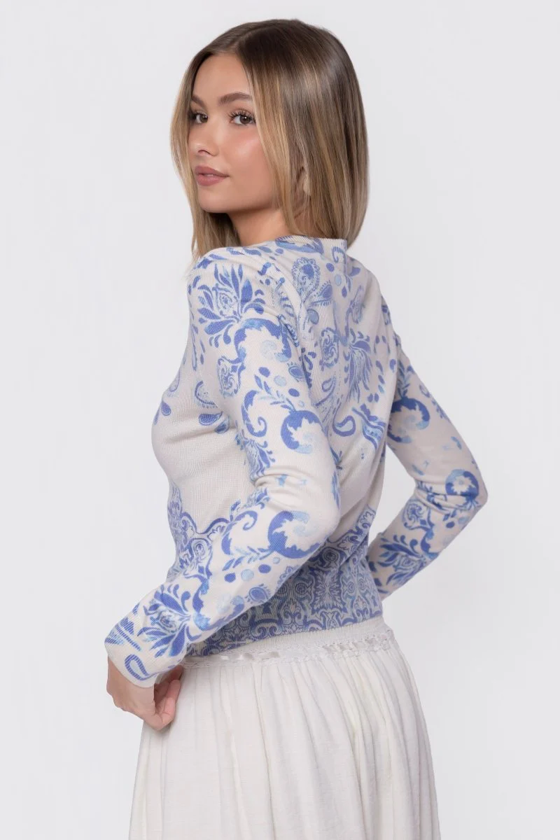 Gabrielle Cardigan (Blue Pattern) - Image 4