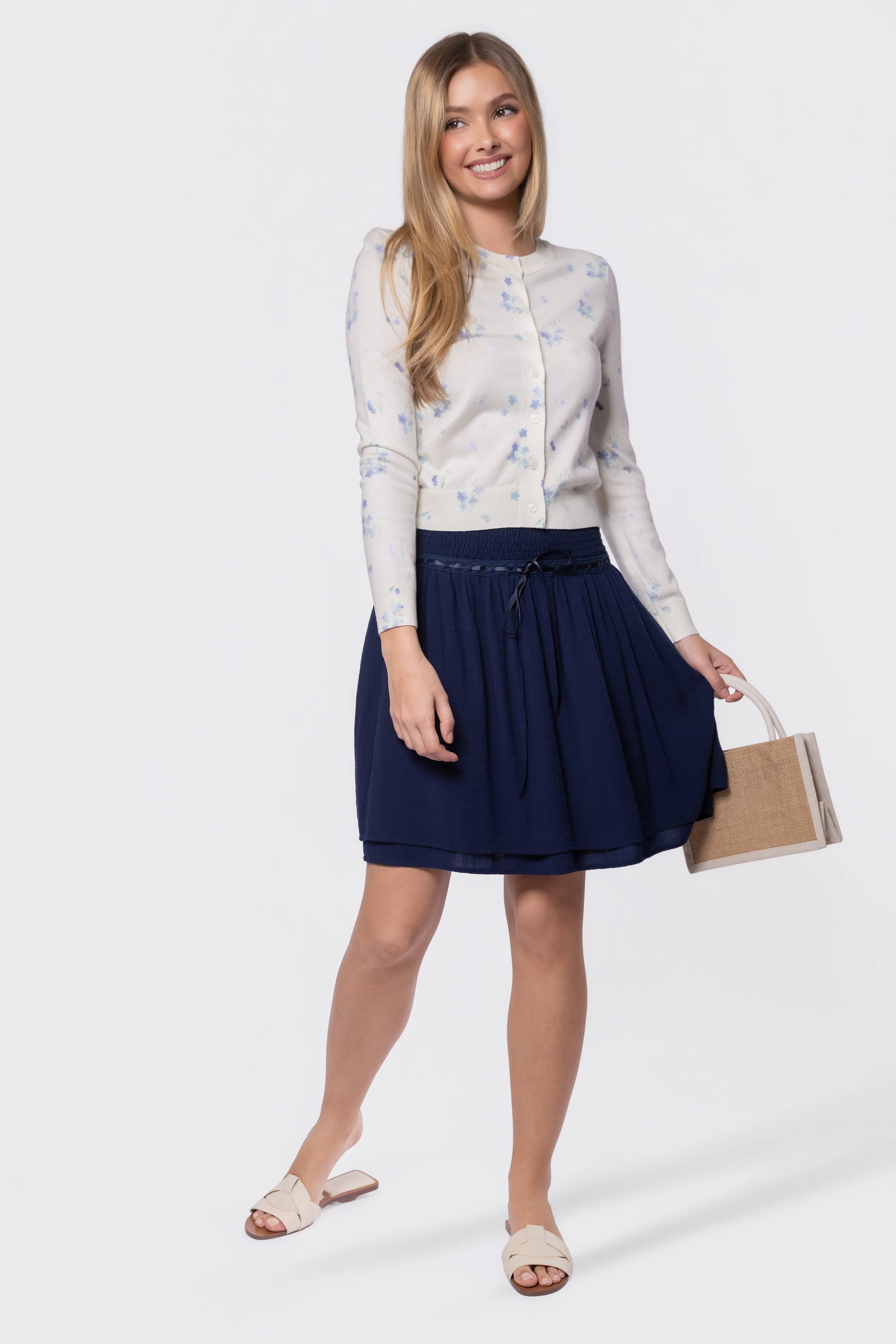 Gabrielle Cardigan (White/Blue) - Image 2