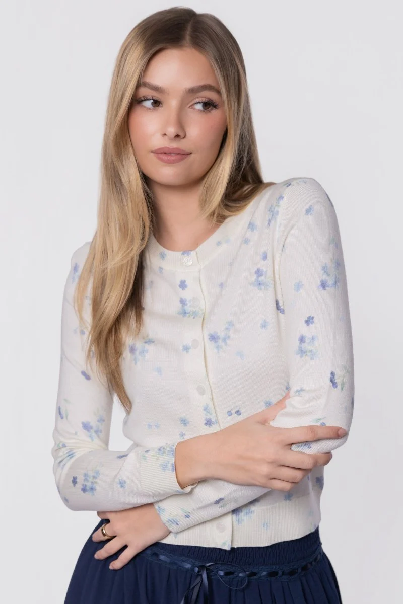 Gabrielle Cardigan (White/Blue) - Image 4