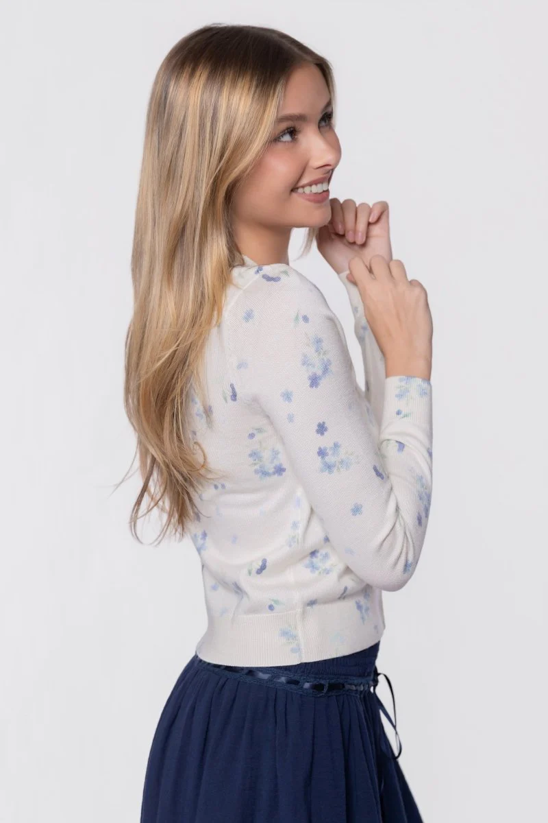 Gabrielle Cardigan (White/Blue) - Image 5