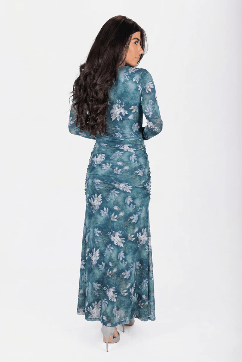 Juliana Dress (Teal Flower) - Image 3