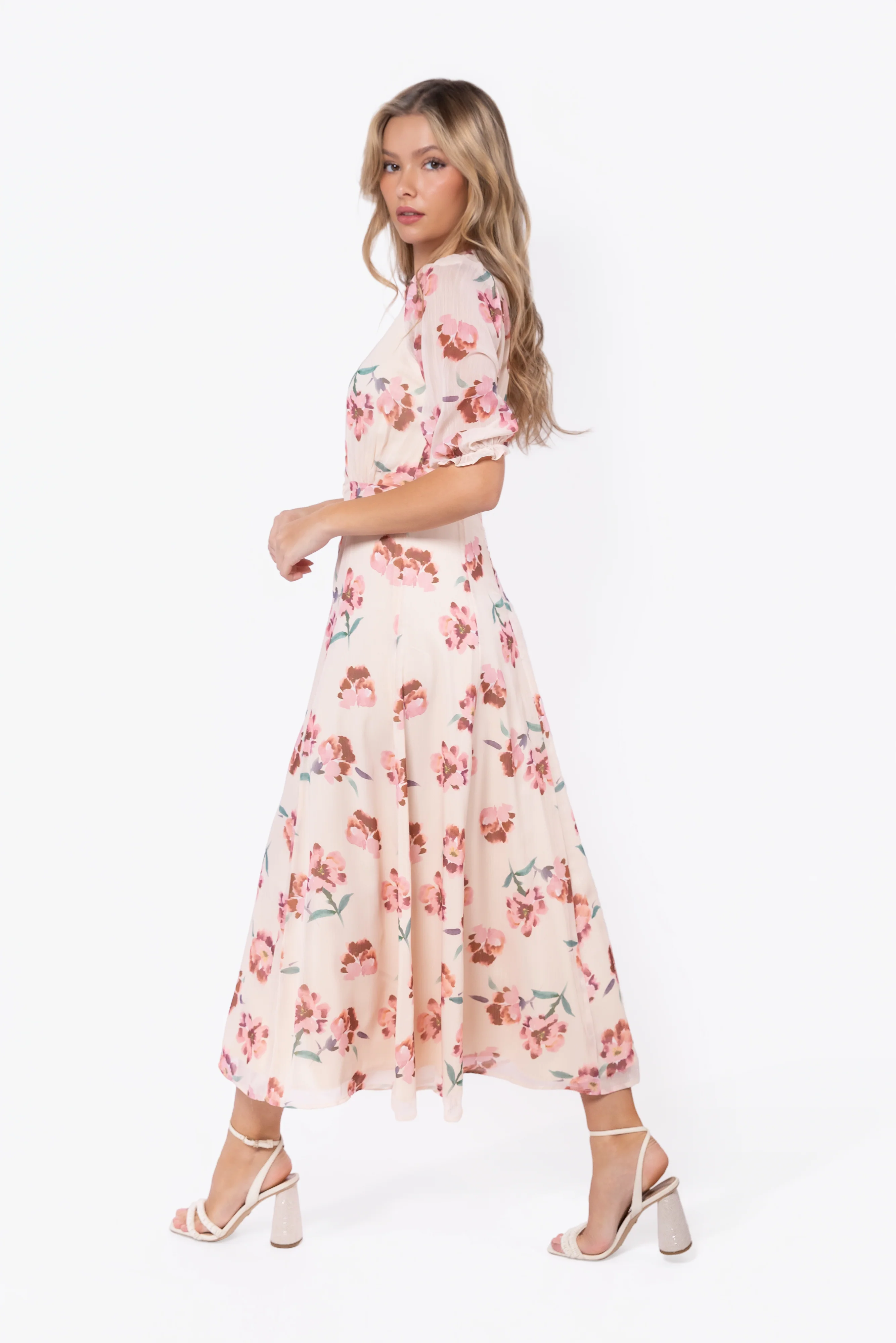 Lana Dress (Beige/Pink) - Image 3