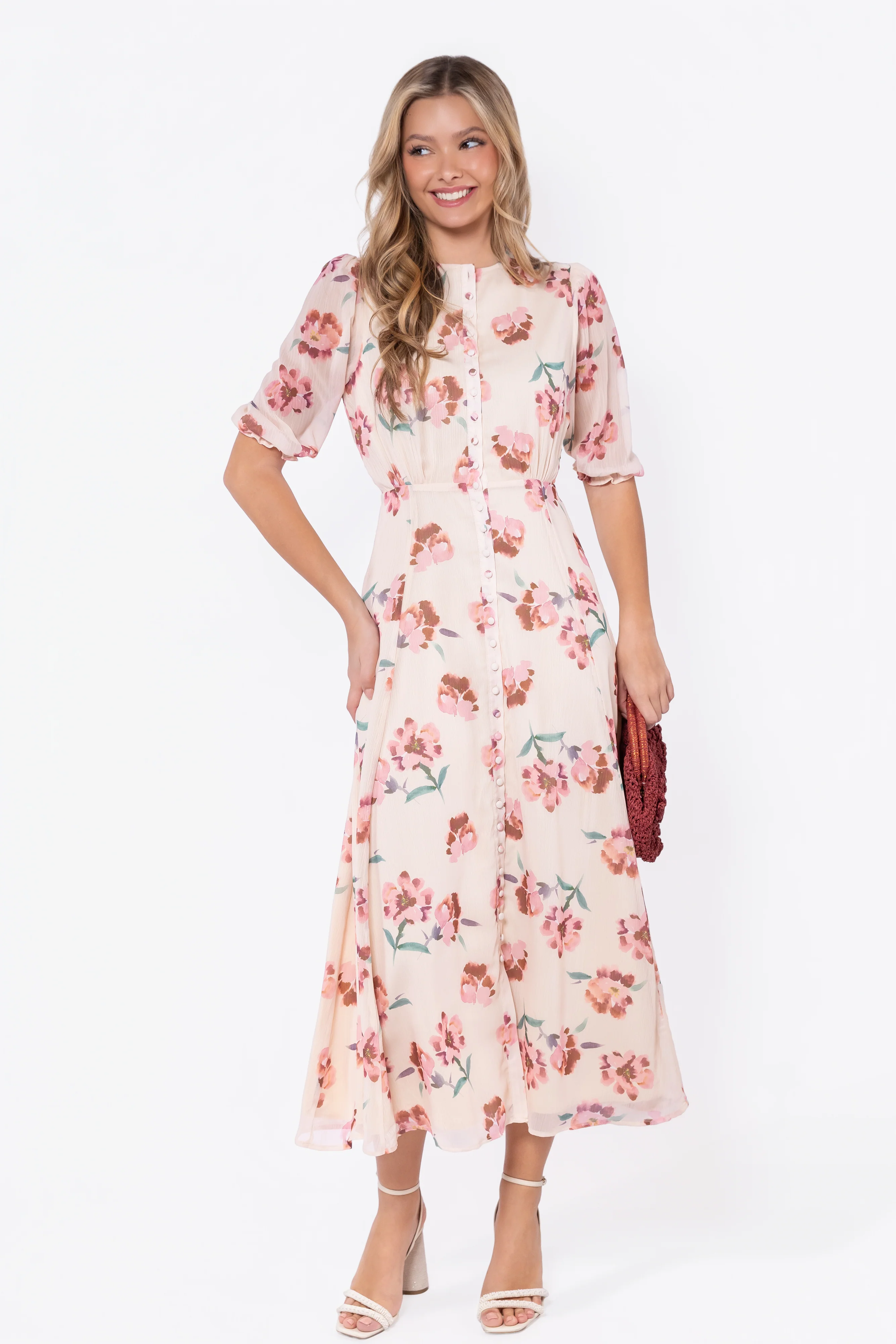 Lana Dress (Beige/Pink) - Image 7