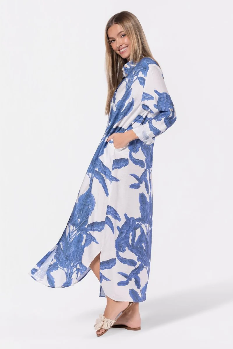 Lindsey Dress (White/Blue) - Image 3
