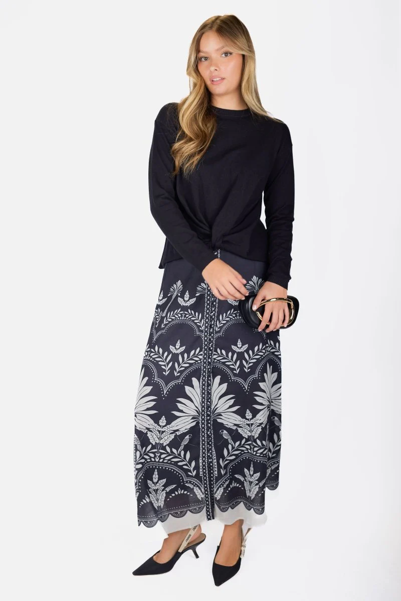 Lottie Skirt (Beige/Black) - Image 2
