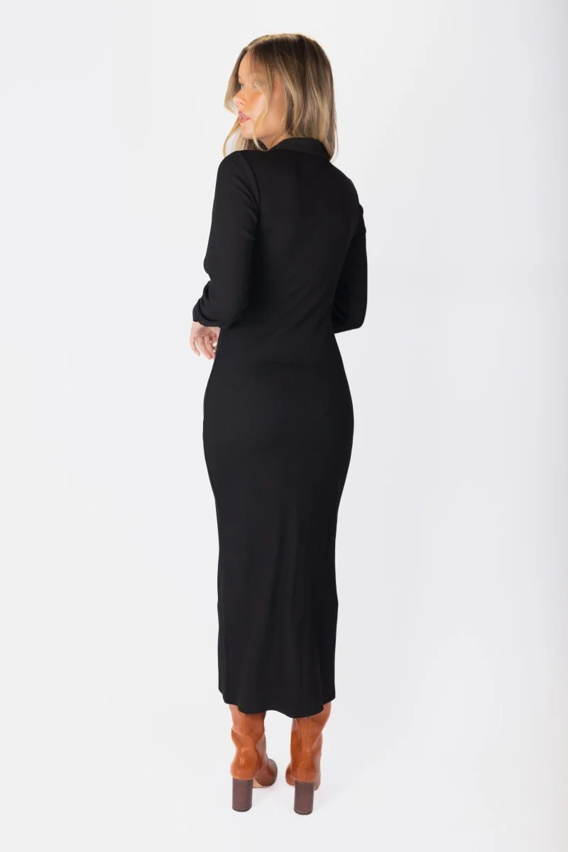 Mara Dress Long Sleeve (Black) - Image 4