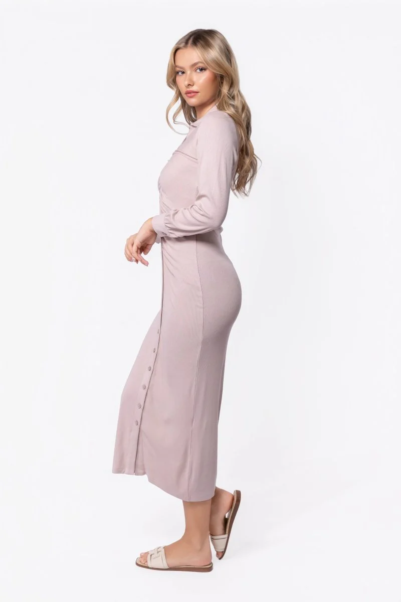 Mara Dress Long Sleeve (Khaki) - Image 3