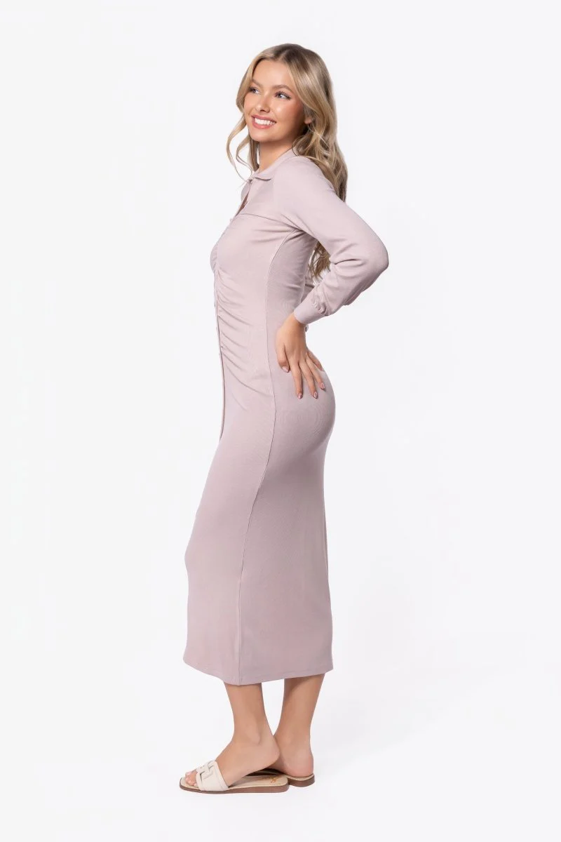 Mara Dress Long Sleeve (Khaki) - Image 4