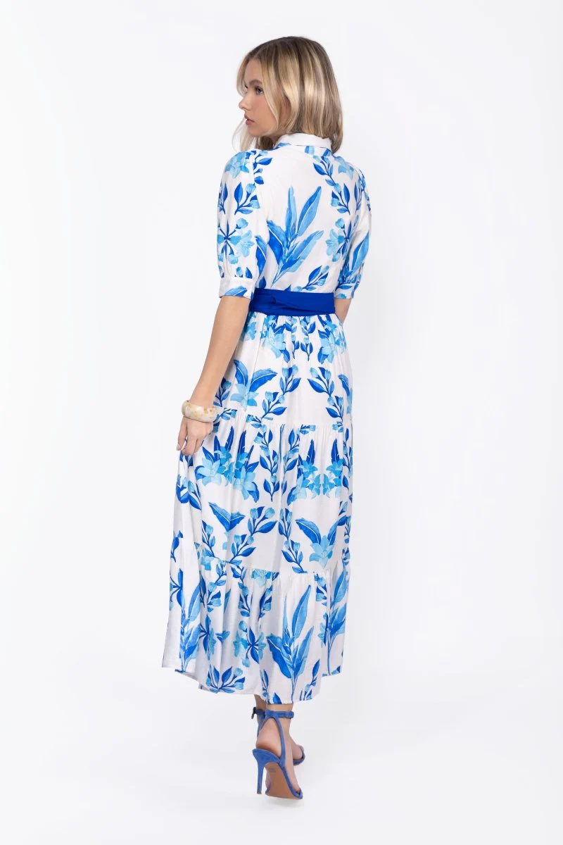 Marie Dress (White/Blue) - Image 4