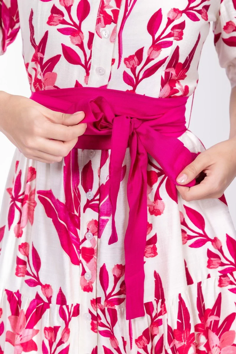 Marie Dress (White/Pink) - Image 6