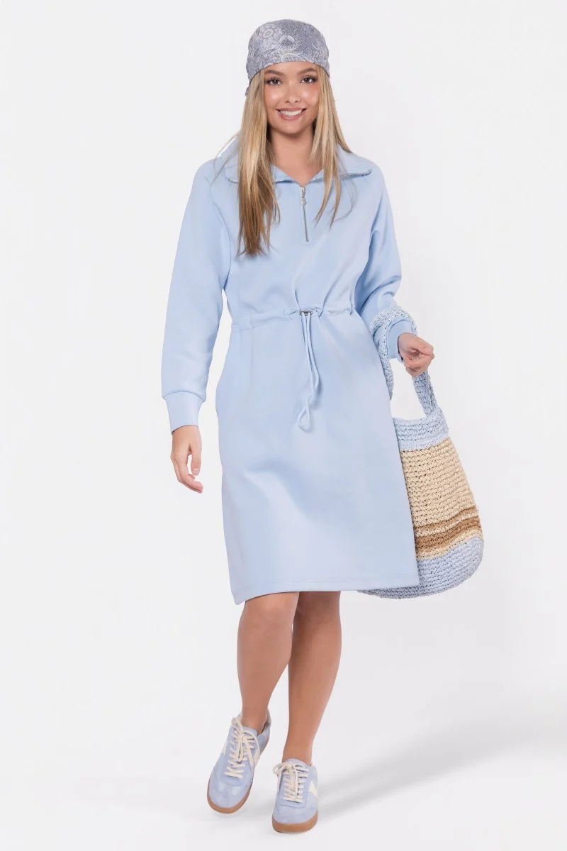 Mina Half Zip Dress 42" (Baby Blue) - Image 8