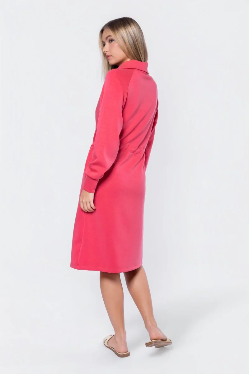 Mina Half Zip Dress 42" (Coral) - Image 5