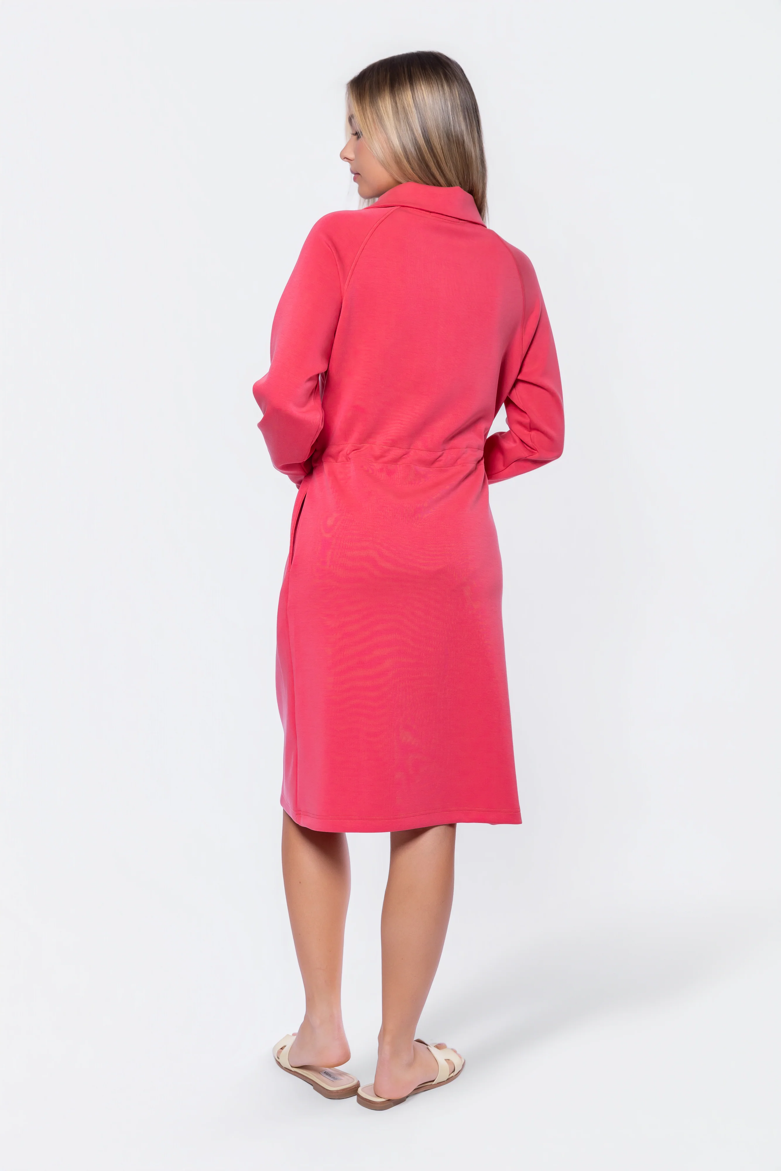 Mina Half Zip Dress 42" (Coral) - Image 6