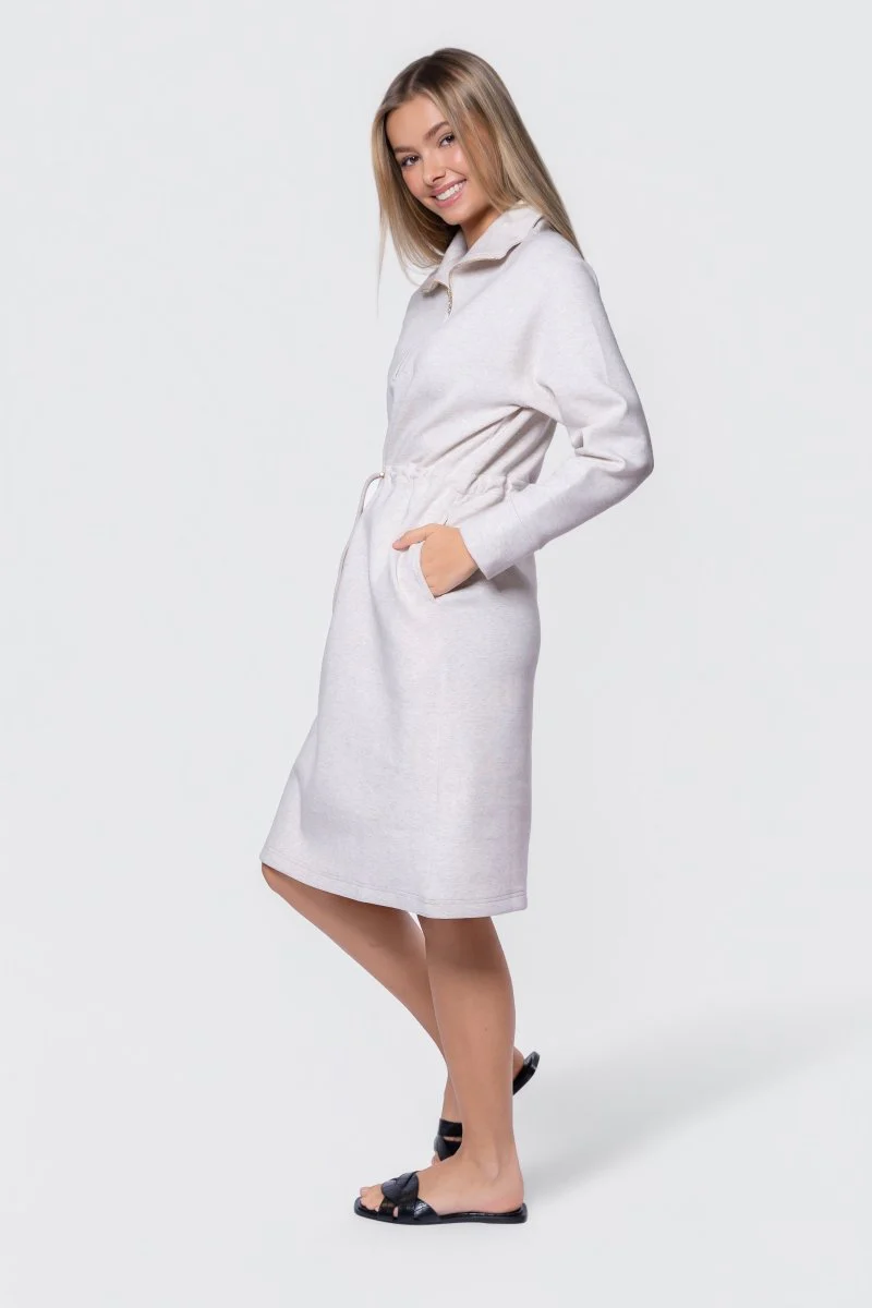 Mina Half Zip Dress 42" (Ivory Heather) - Image 3