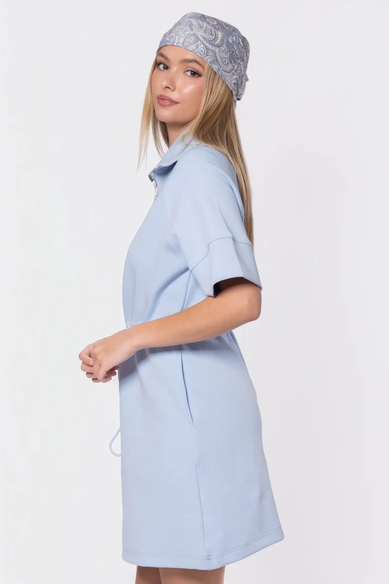 Mina Half Zip Dress Short Sleeve 37" (Baby Blue) - Image 3