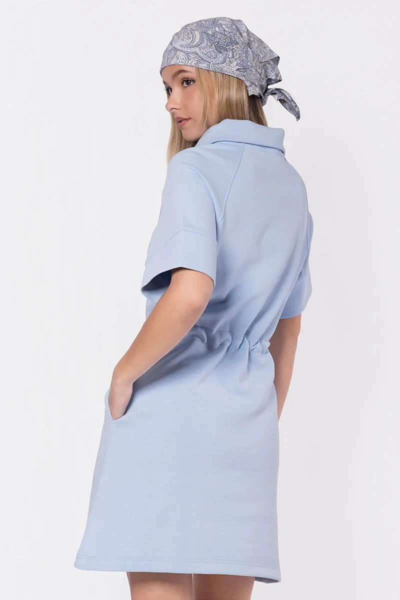Mina Half Zip Dress Short Sleeve 37" (Baby Blue) - Image 4