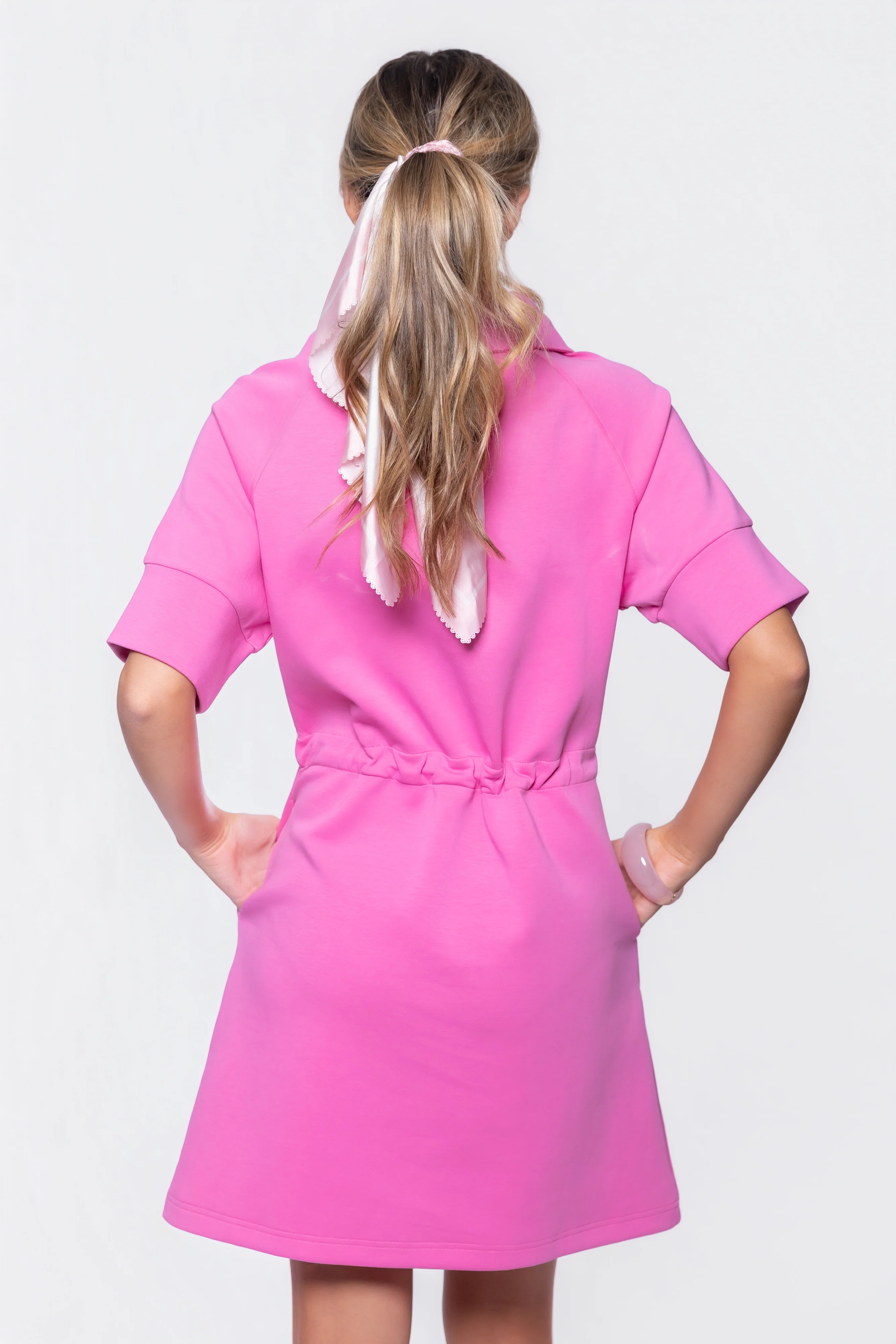 Mina Half Zip Dress Short Sleeve 37" (Bubble Pink) - Image 4