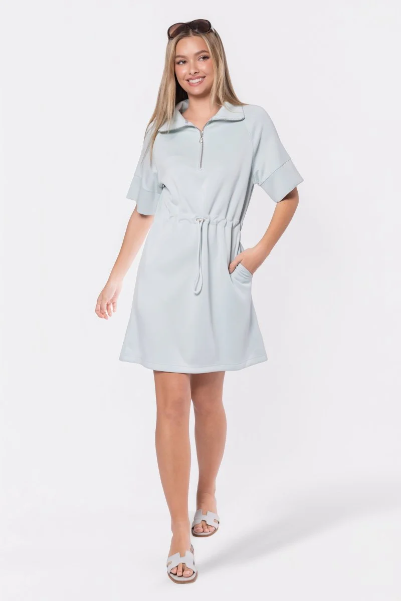 Mina Half Zip Dress Short Sleeve 37" (Mint) - Image 2