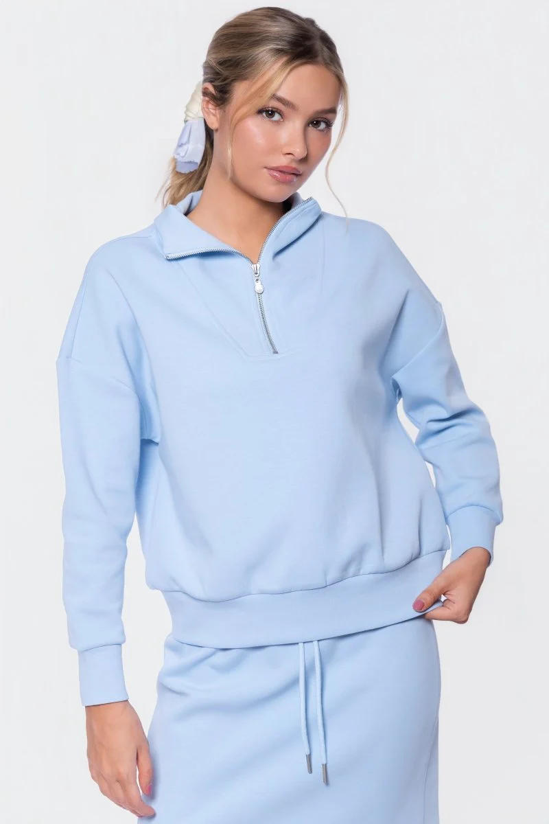 Mina Half Zip Top (Baby Blue)