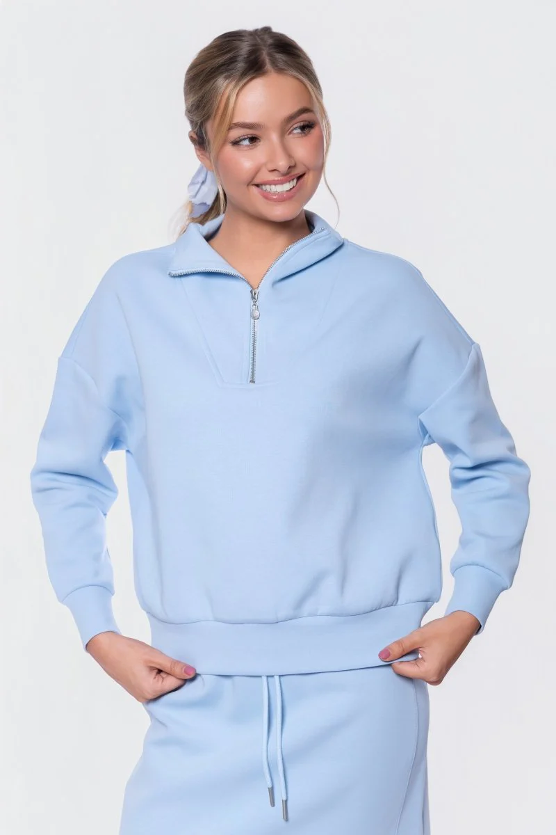 Mina Half Zip Top (Baby Blue) - Image 4