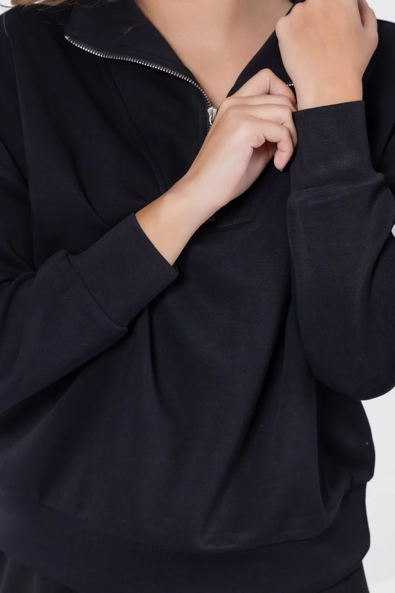 Mina Half Zip Top (Black) - Image 7
