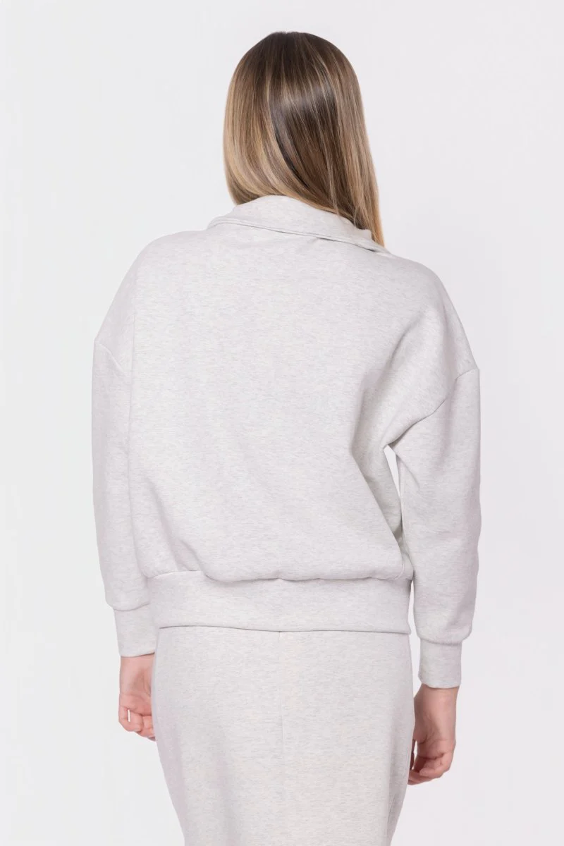 Mina Half Zip Top (Light Grey) - Image 4