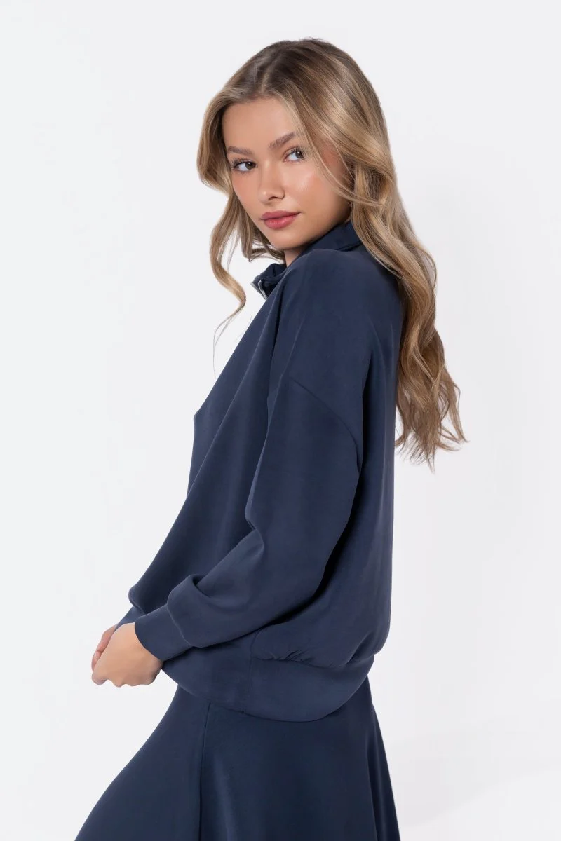Mina Half Zip Top (Navy) - Image 3