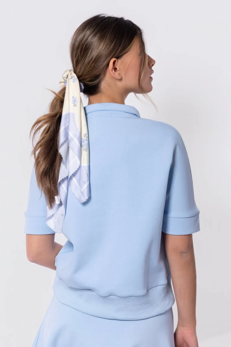 Mina Half Zip Top Short Sleeve (Baby Blue) - Image 4