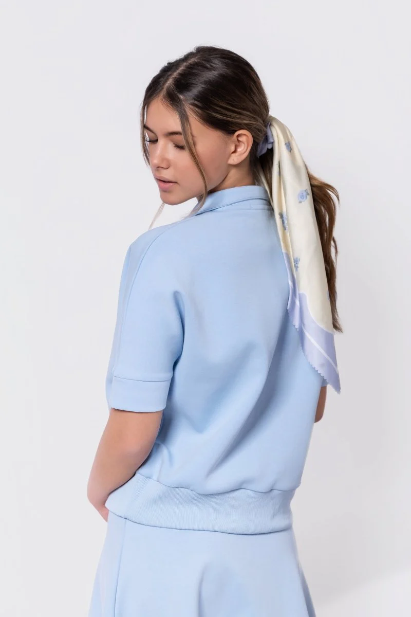 Mina Half Zip Top Short Sleeve (Baby Blue) - Image 5