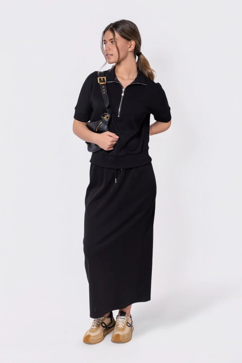 Mina Half Zip Top Short Sleeve (Black) - Image 2