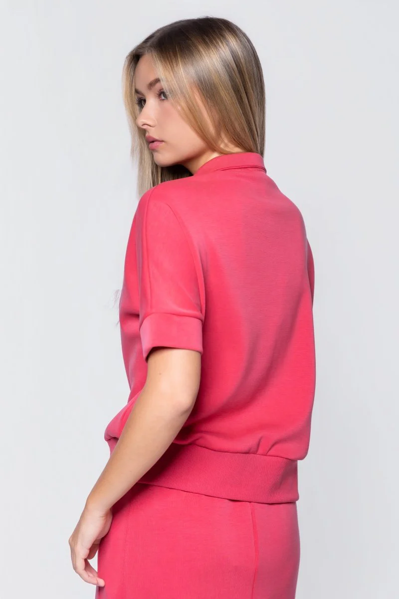 Mina Half Zip Top Short Sleeve (Coral) - Image 4