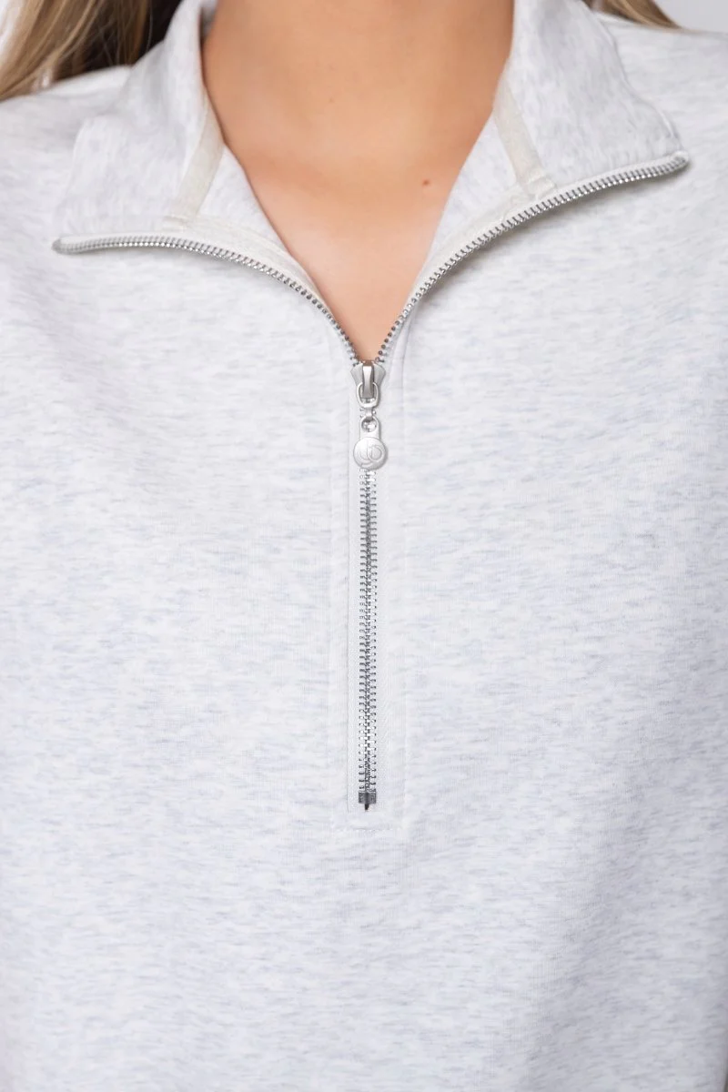 Mina Half Zip Top Short Sleeve (Light Grey) - Image 5