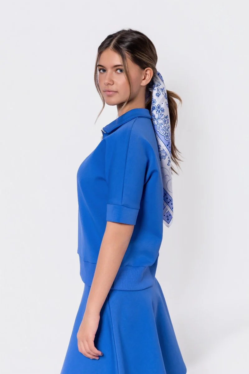 Mina Half Zip Top Short Sleeve (Marina Blue) - Image 4