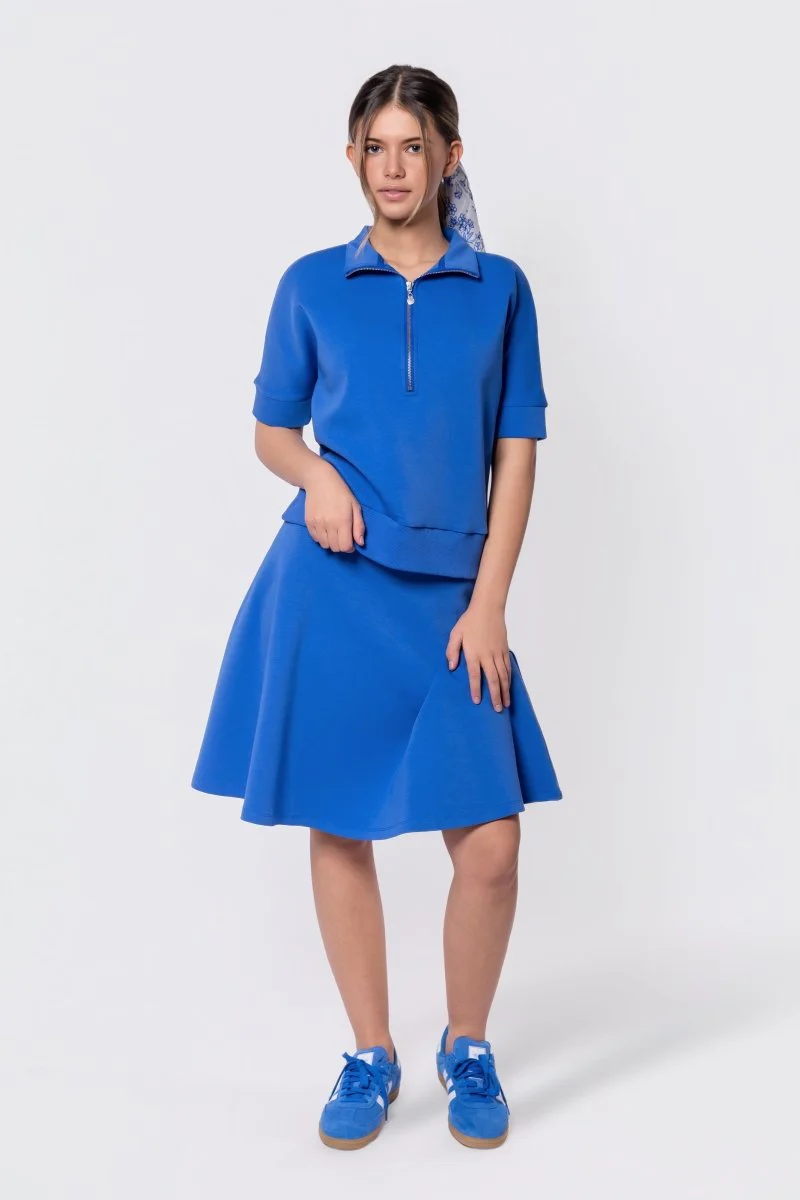Mina Half Zip Top Short Sleeve (Marina Blue) - Image 7