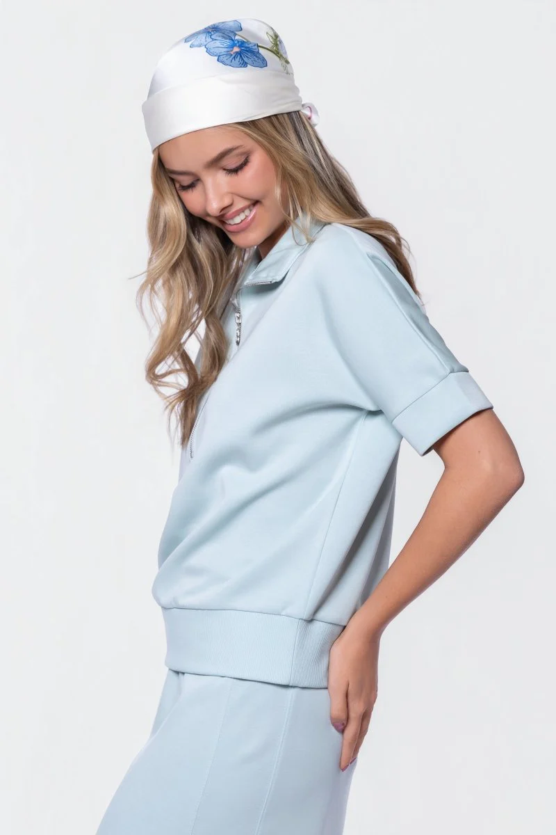 Mina Half Zip Top Short Sleeve (Mint) - Image 4