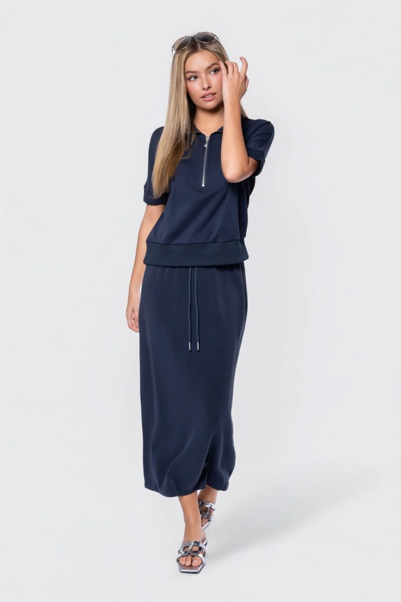 Mina Half Zip Top Short Sleeve (Navy) - Image 2