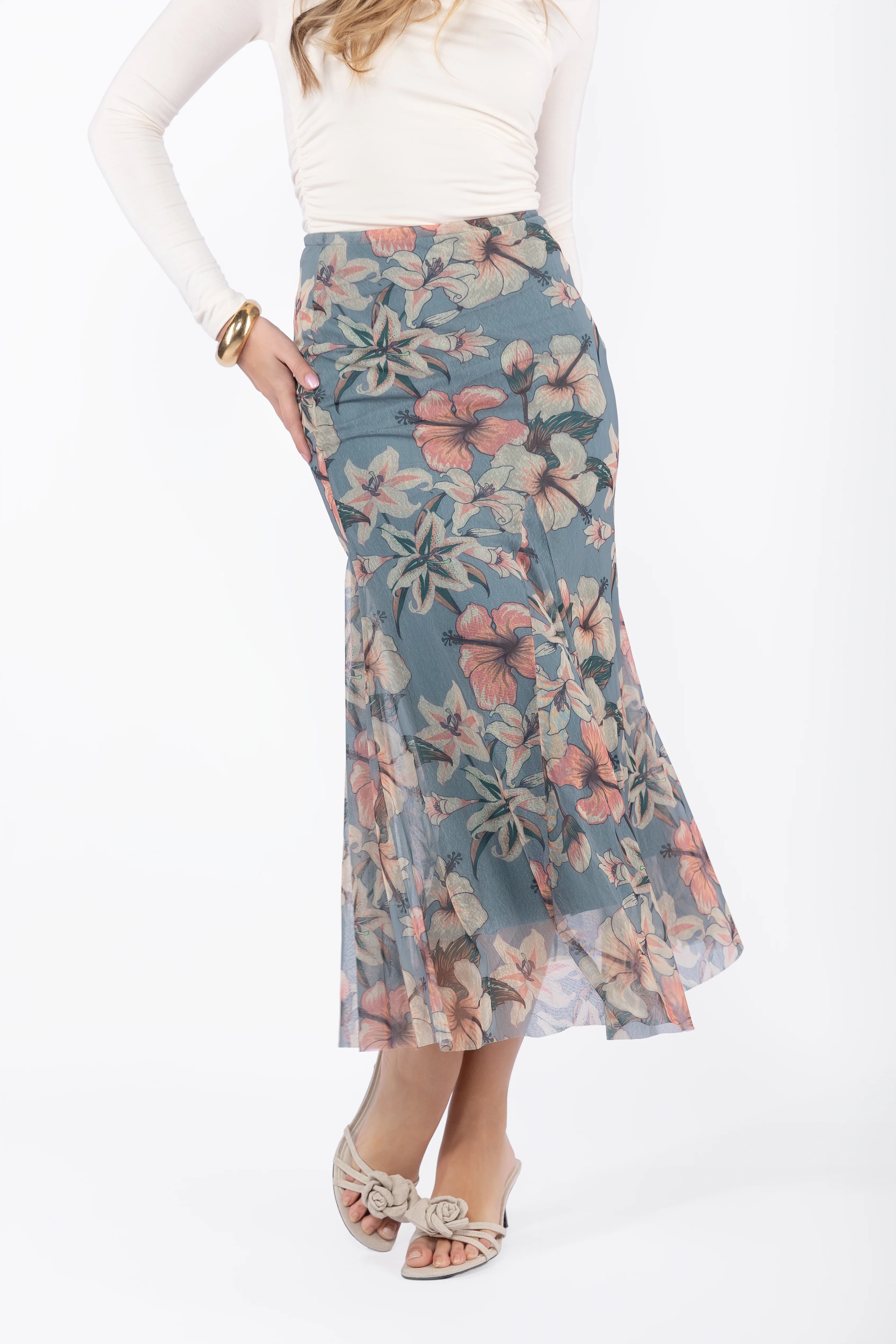 Natalia Skirt (Peach/Grey) - Image 3
