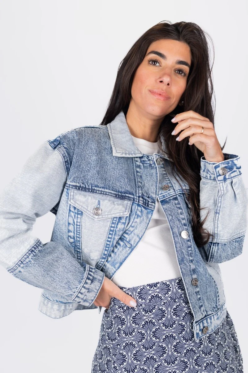 Patchwork Denim Jacket (Blue) - Image 3
