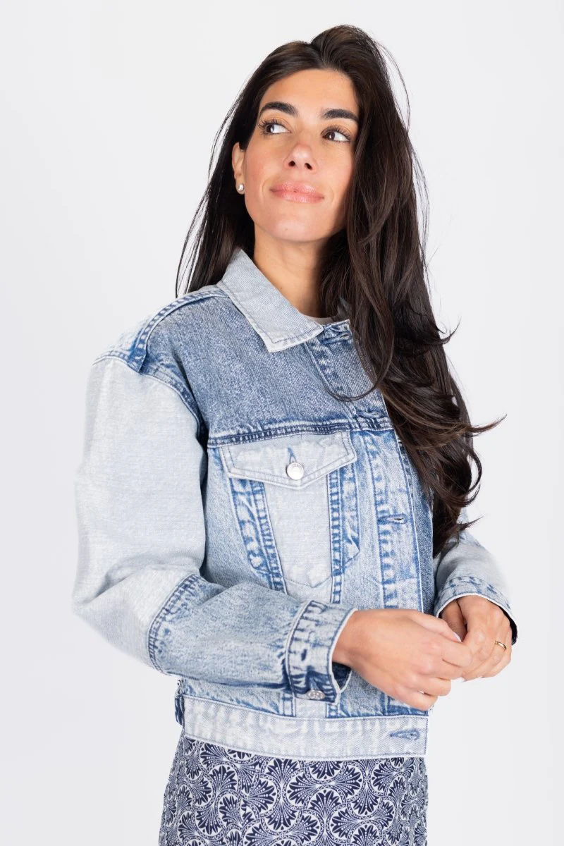 Patchwork Denim Jacket (Blue) - Image 5