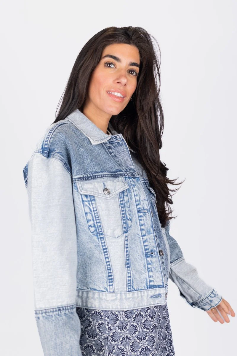 Patchwork Denim Jacket (Blue) - Image 6