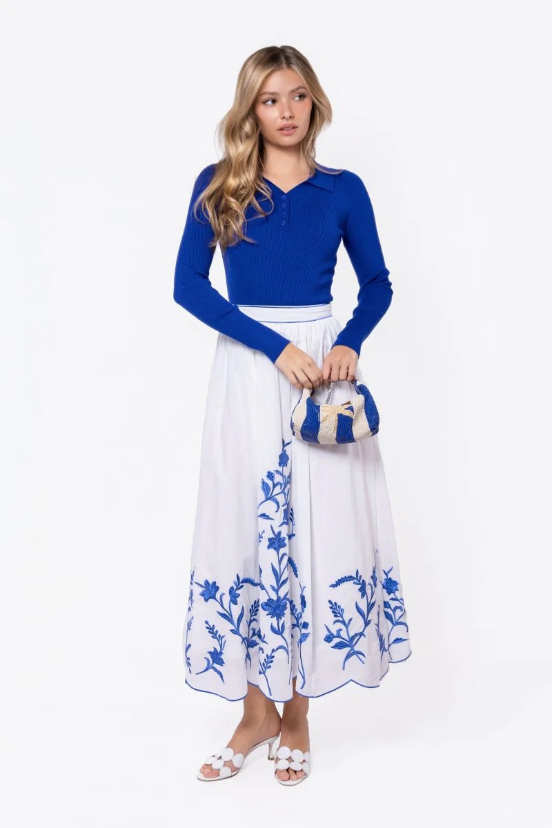 Raya Skirt (White/Blue) - Image 7