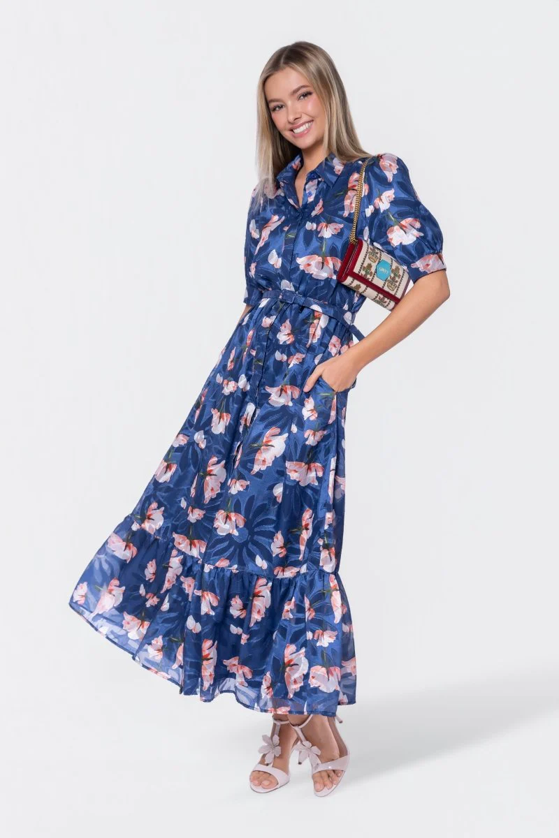 Rosalie Dress (Navy Pattern) - Image 2