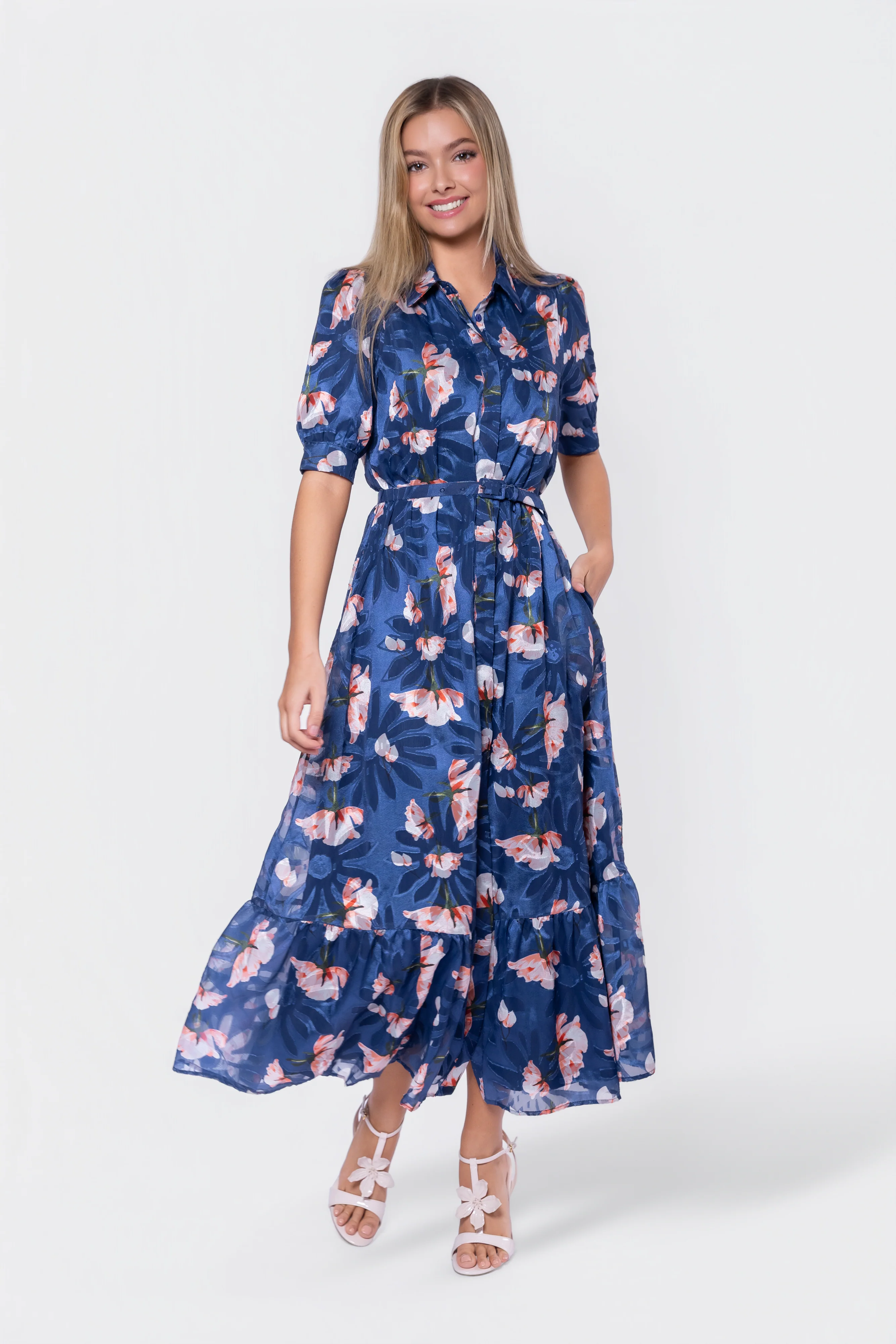 Rosalie Dress (Navy Pattern) - Image 3