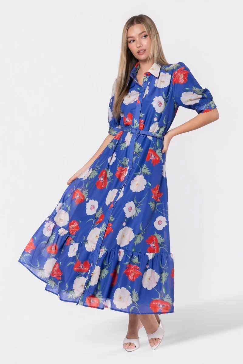 Rosalie Dress (Blue Flower)