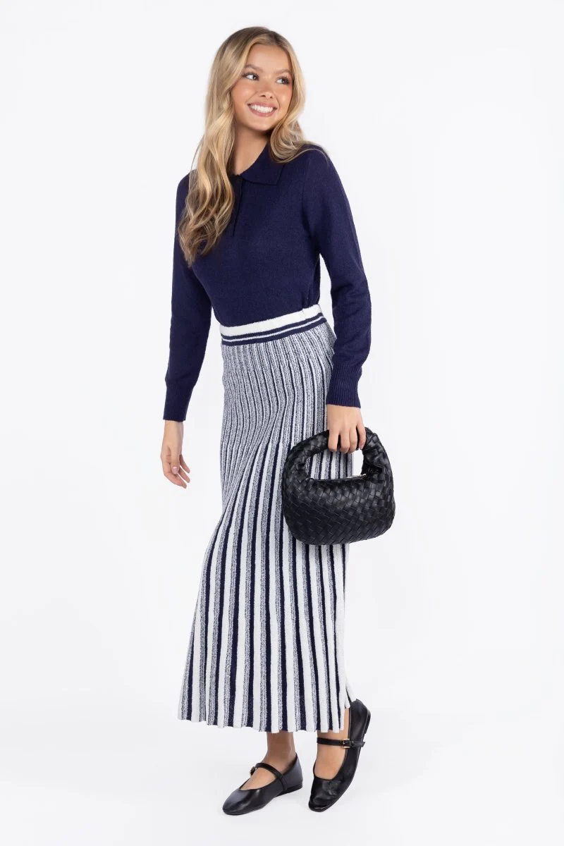 Sophia Skirt (White/Navy) - Image 6