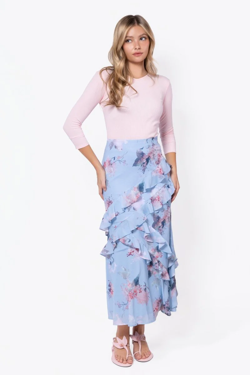 Zella Skirt (Blue Pattern)